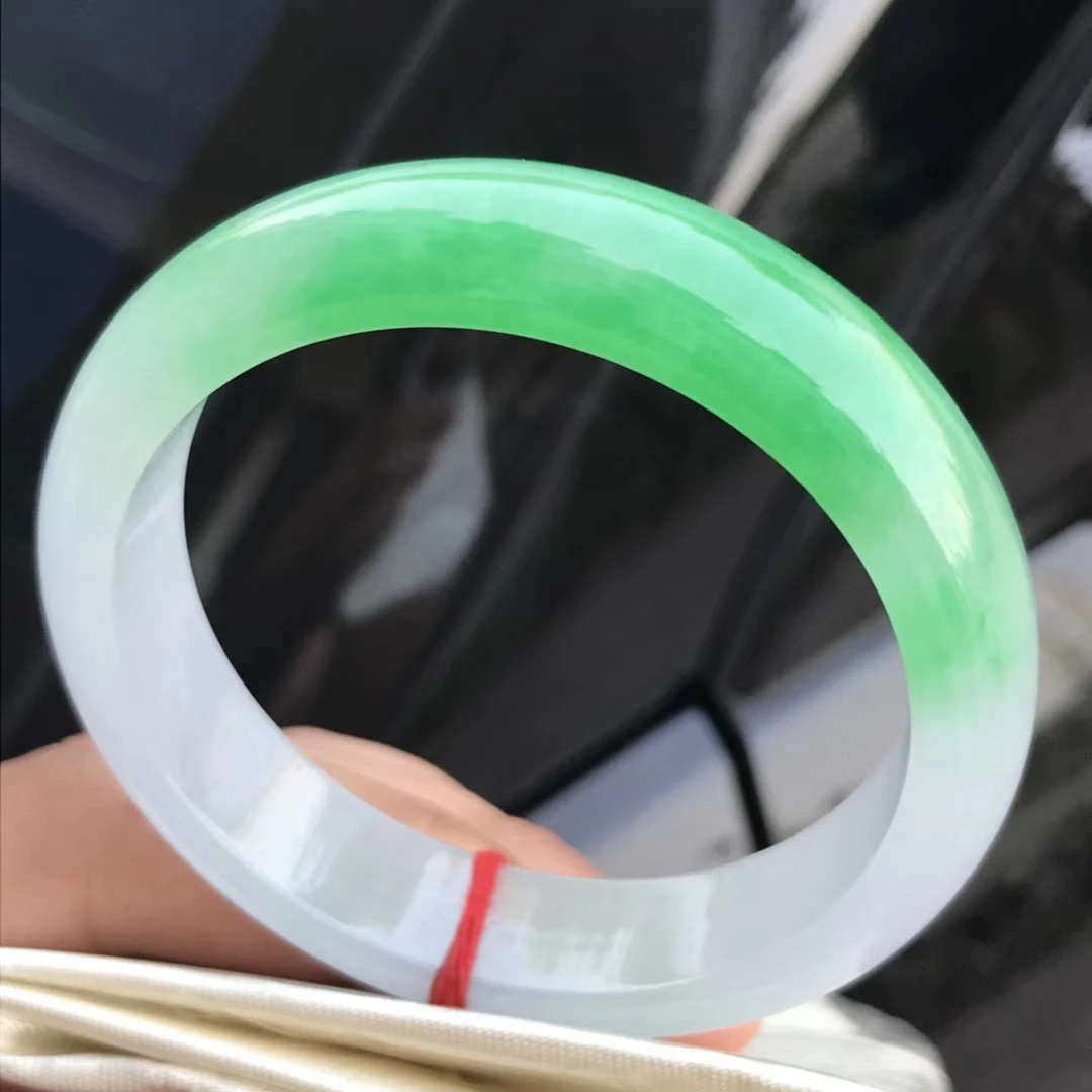 

Only One !55MM Certified (Grade A)100% Natural Green Jadeite JADE Bracelet Women Bangle 72706