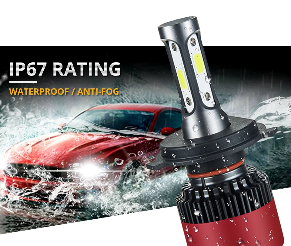 Foxcnsun 3-sided H1 H3 H4 H7 LED H11 9005 9006 9012 HB3 HB4 COB Car LED Headlight Bulbs 72W 8000LM 6500K Auto Headlamp 12v 24v (3)
