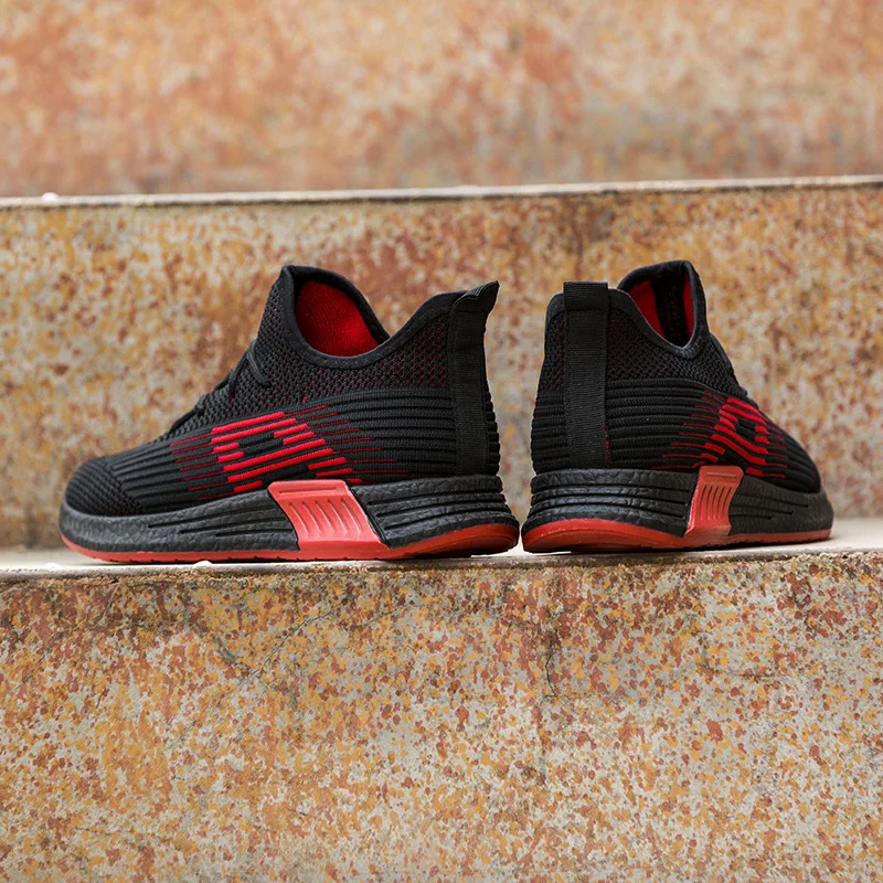 Men Shoes Men's Casual Lightweight Comfortable Breathable low-help Flyknit sneakers black red Footwear zapatos de hombre