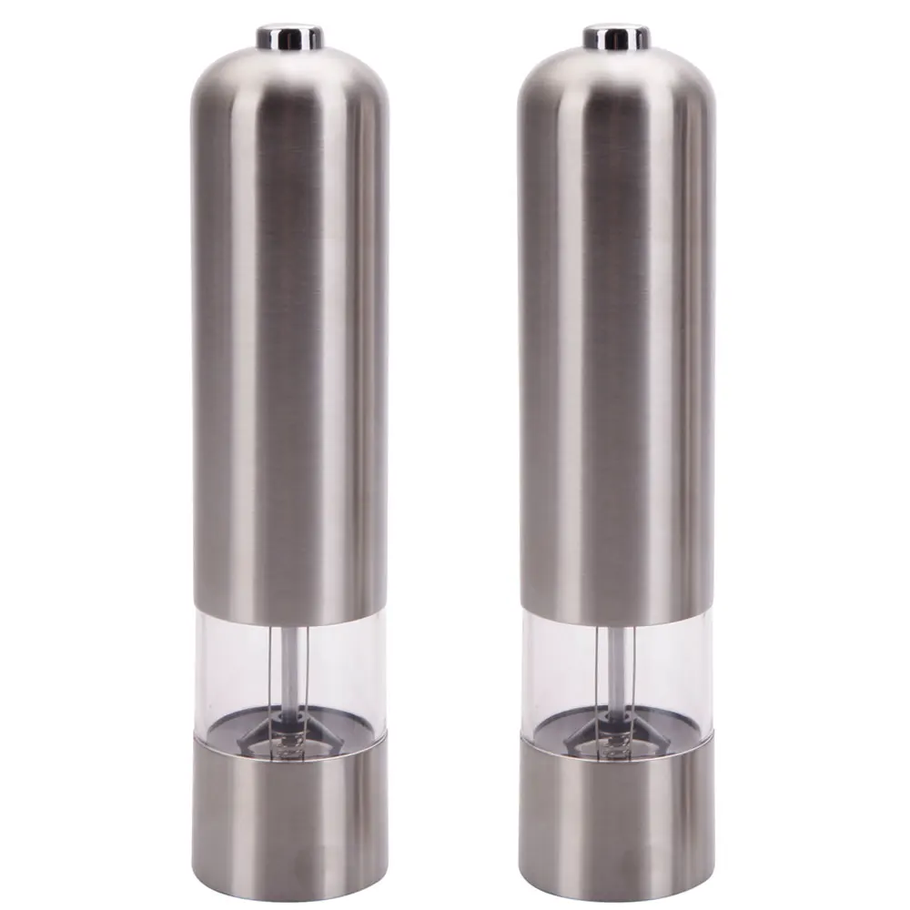 

2 PCS Kitchen Stainless Steel Electric Salt Pepper Spice Mill Grinder Muller US