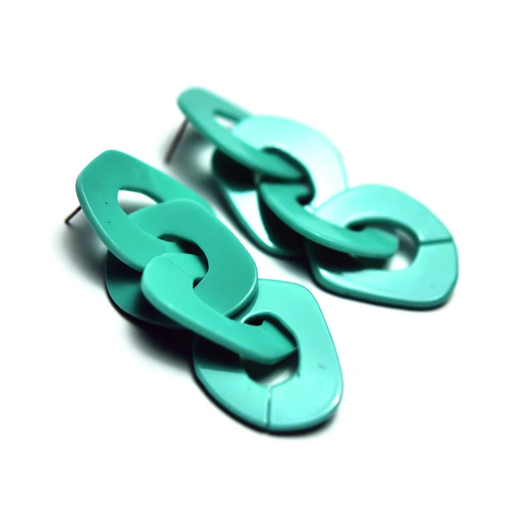 

artificial long drop earrings chains cheap costume jewelry handmade hot fashion ladies women green acrylic chain earrings girls