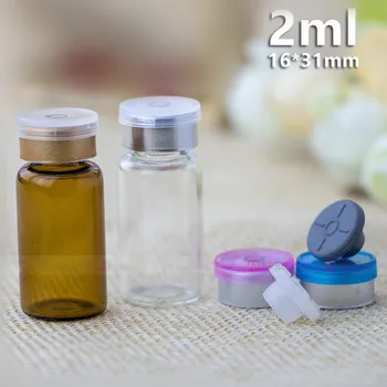 

578 X 2ml Small Mini Butyl Rubber Stopper Glass Bottles Vials Jar With Multi-Color Cap