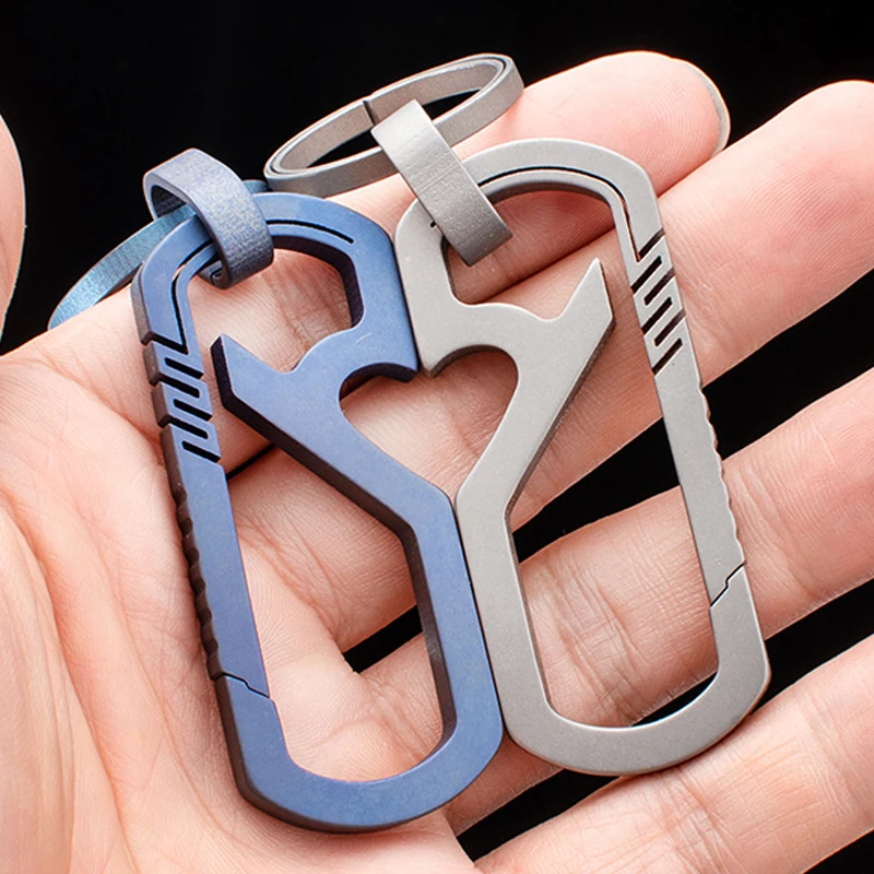 

Titanium Alloy Hanging Titanium Key Chain EDC Buckle Outdoor Multi Tools Bottle Opener