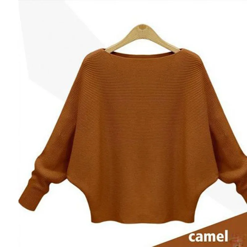 2018 Winter Batwing Sweater Female Bat Jersey Oversized Women Oversize Slash Neck Autumn Knitted Sweaters Ladies | Женская одежда