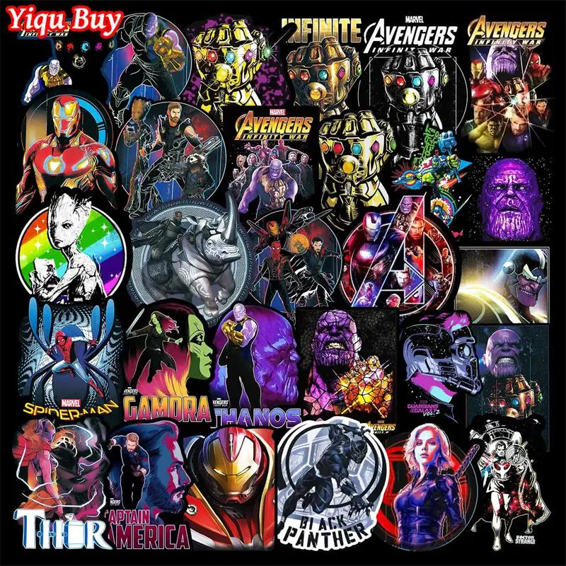 50/100 Pcs Marvele Avengers Stickers for Laptop Car Fridge Suitcase Guitar Motorcycle Bicycle Decal Superhero Anime Sticker Pack