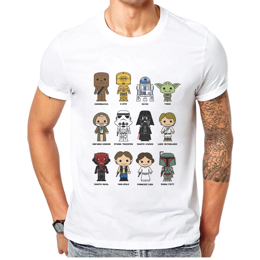 

Funny Star Wars Darth Vader Printed Men T Shirt Short Sleeve Cotton Mens T-shirt White Cartoon Tops Tee Shirts Camisetas Hombre