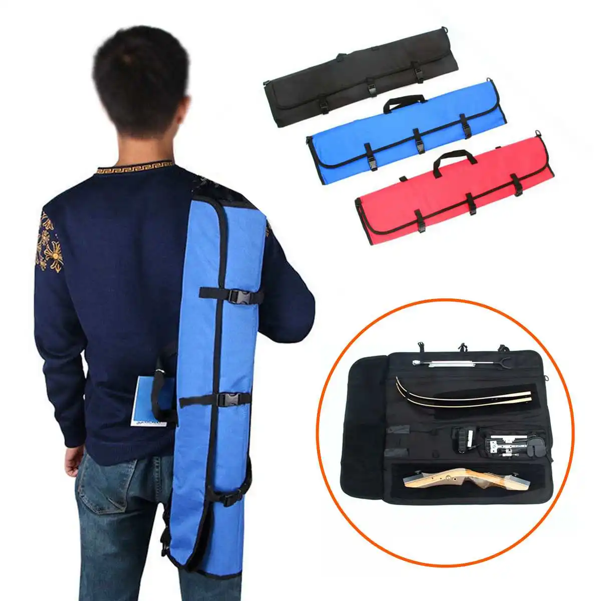 Bolsa de Seta Caça Portátil Takedown Recurvo Arco Bolsa Carry Case Mochila Alça Ajustável Suprimentos Tiro 3 Cores y 5 recurvo arco saco carry caso mochila alça