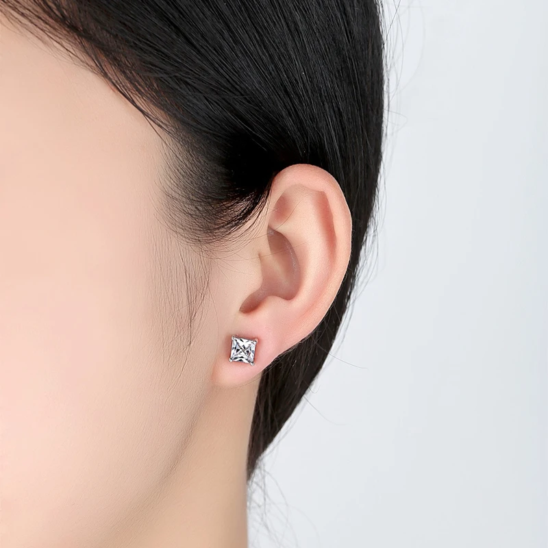 Fworld Square Transpa Zircon Stud Earrings Lasting Sparkling Fworld Square Transpa Zircon Stud Earrings Lasting Sparkling Nice Cz Four Claws Inlaid For Men And Women Earring E 013 In From Jewelry