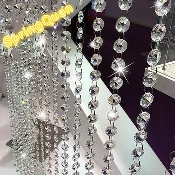 

5 strings Glass octagon bead home decoration Windows porch partition door curtain Customized crystal bead curtain transparent