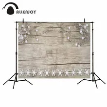 Allenjoy яркая винтажная деревянная доска с декоративными белыми снежными кристаллами ветви белые шары зимний фон для фотостудии