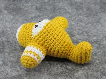 

amigurumi airplane rattle crochet baby toy yellow and white