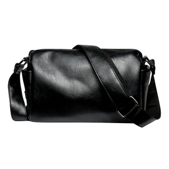 

Ultra Soft Vintage Men's Crossbody Bags Large Capacity Solid PU Leather Messenger Bag Korean Style Shoulder Bag For Man