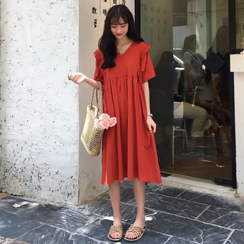 

Uego French Gentle Romance Sweet Girl's Summer Dress Soft Cotton Korea Design Prairie Chic Vintage Dress Women Casual Midi Dress