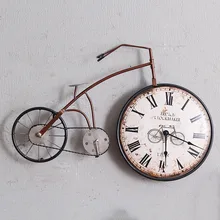 American Retro Bedroom Wall Clock Creative Personality Bicycle Decorative Clock Crafts Hanging Mural Decorations Ornaments