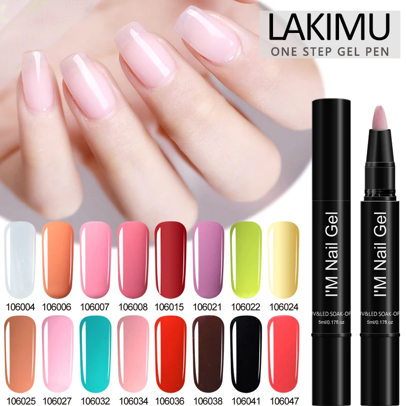 

LAKIMU One Step 3In1 UV Gel Nail Polish Pen Semi Permanent Soak Off Nail Art Gel Varnish Manicure Lucky Gel Polish Nail Lacquer