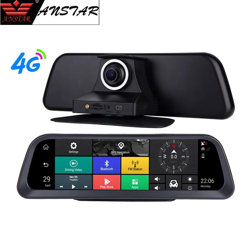 Anstar 10 ''большой экран приборной панели автомобиля dvr 4G Android авто камера HD 1080P Dash Cam ADAS gps Wifi удаленный монитор регистратор DVRs