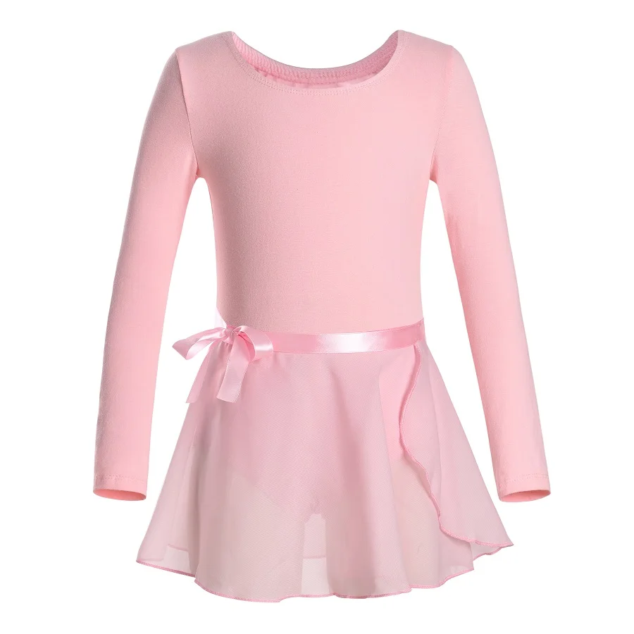 Tanie Maluch sukienka baletowa z długim rękawem sportowe trykoty taneczne dziewczyny gimnastyka dzieci ubrania taneczne Biketard z Tutu spódnice sukienki
