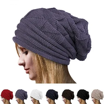 

Men's Women's Winter Solid Color Knit Oversize Slouchy Cap Baggy Beanie Hat
