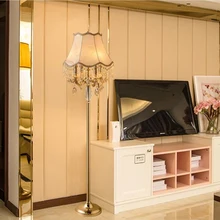 Европейский стиль роскошный светодиодный хрустальные торшеры цвета шампанского золотое напольное освещение гостиная спальня прикроватная вилла хрустальные торшеры