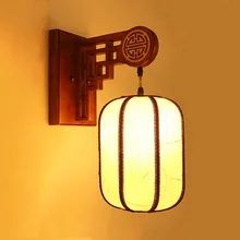 Solid wood lantern wall lamp stair hotel living room study lamp aisle store wall sconce bedroom bedside lights Chinese style bra modern brief bedside solid wood wall lamp oak wood wall lights for bedroom living room hotel wall led