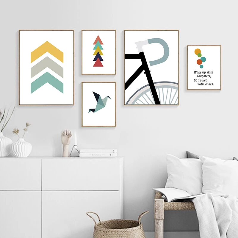 

Minimalist Abstract Geometry Art Canvas Painting Print Cartoon Bike Poster Wall Pictures For Living Room Modern Home Decor D0396