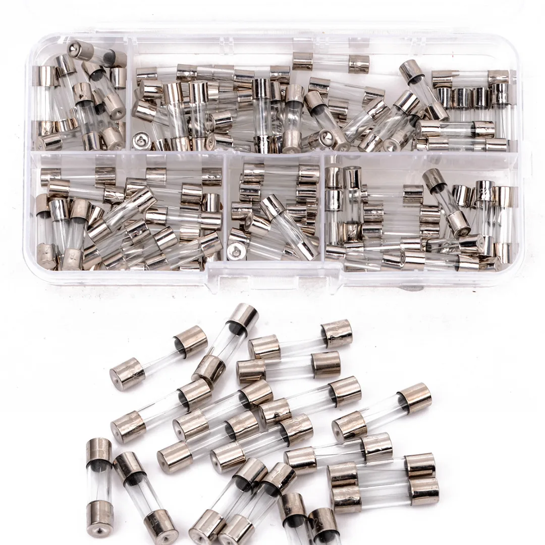 100pcs Fast Quick Blow Glass Tube Fuse with Case Assortment Kit 0.2A/ 0.5A/ 1A/ 2A/ 3A/ 5A/ 8A/ 10A/ 15A/ 20A 5 x 20mm