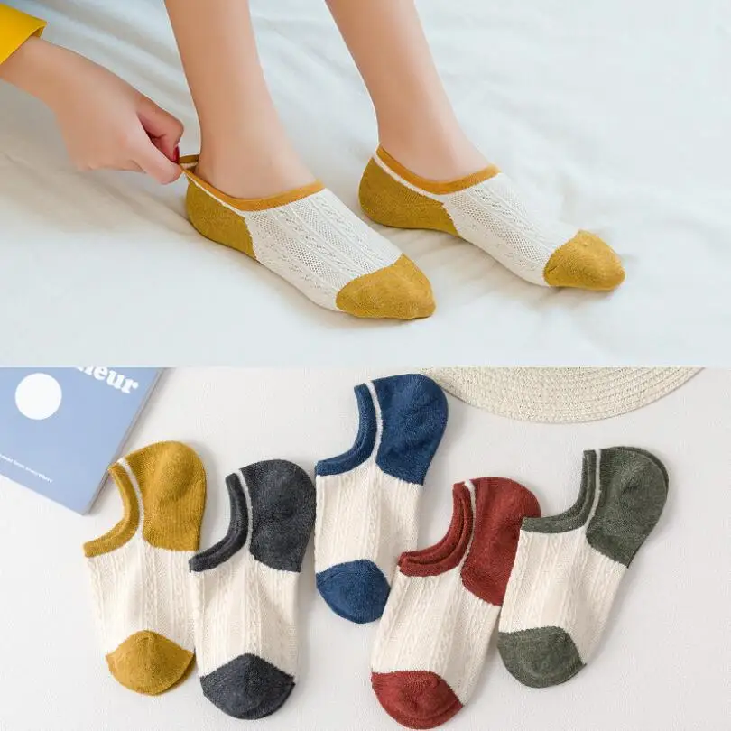 

5Pairs New Fashion Cute Women's Style Casual Cotton Socks Ankle Socks Boat Socks Women Breathable Ship Socks 34-41