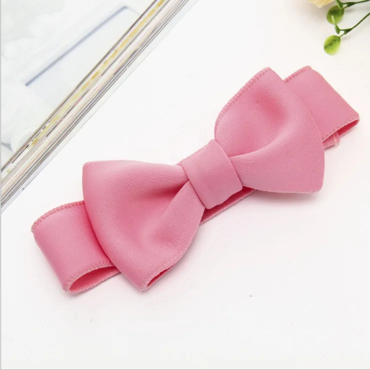 Fashion kids infant child girls head wraps tiara elastic ribbon headband satin big bows headwrap hair bands Accessories For Party (15)