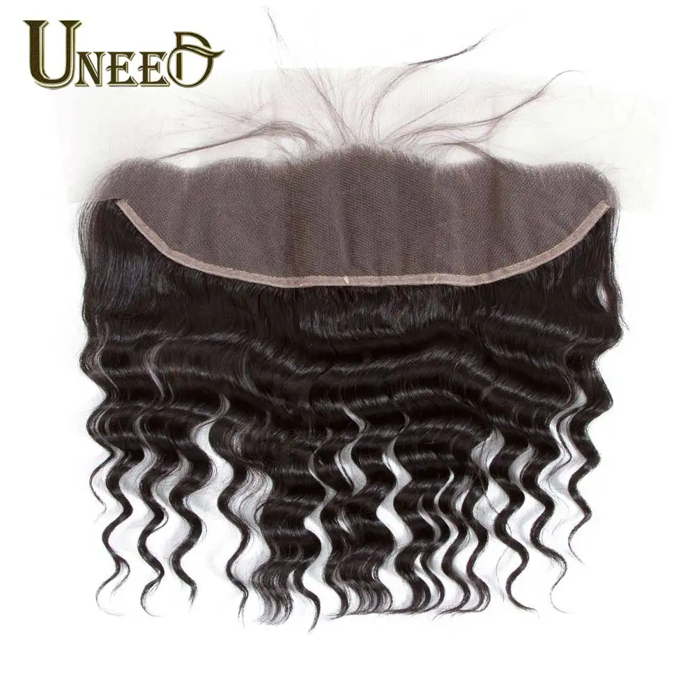 

Uneed Hair 13x4 Lace Frontal Free/Middle Part Malaysian Loose Deep Wave Frontal 120% Density Remy Human Hair Frontal 10-20 Inch