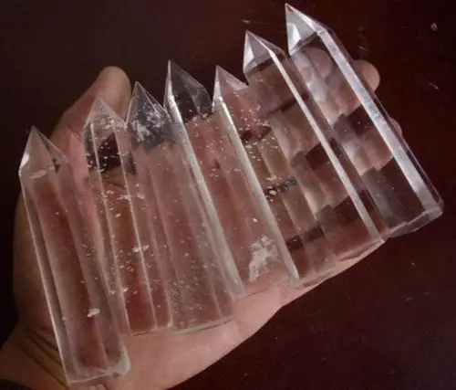 

huij 00838 7 PRETTY TRANSPARENT CLEAR MELTING QUARTZ CRYSTAL POINTS HEALING Bronze Statue