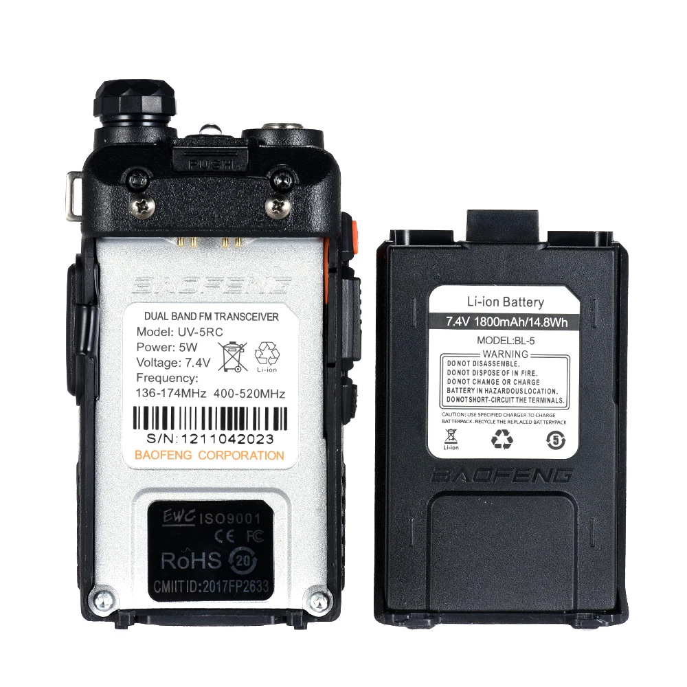 BaoFeng UV-5RC Updated Version Walkie Talkie UHF VHF Dual Band Two Way Radio 5r Handheld Walky Talky Ham CB Radio Commmunicator
