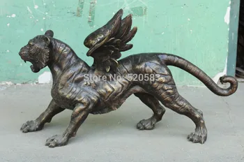 

WBY 28" Chinese Bronze Phylactery Ferocious Beast Flying Tiger Tigre Animal
