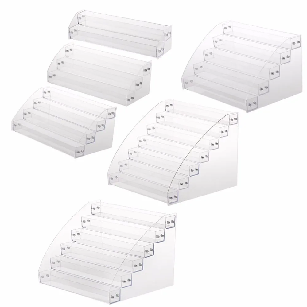 

FSHALL Showing Shelf New Acrylic 7-2 Tiers Organizer Lipstick Jewelry Display Holder Nail Polish Rack 6 Size