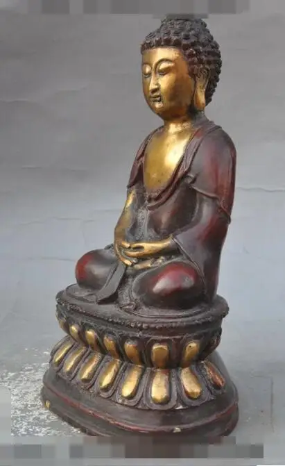 

S6488 10" tibet buddhism fane bronze Gilt sakyamuni Shakyamuni Tathagata buddha statue D0318