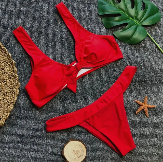 Ariel Sarah Solid Bikini 2019 Bandage Bikinis Women Halter Swimwear 