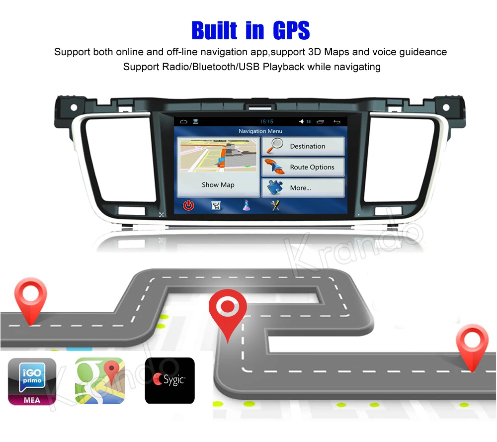 Cheap Krando Android 8.0 car dvd player for peugeot 508 2011-2016 multimedia gps radio navigation system wifi 3G BT Playstore 3