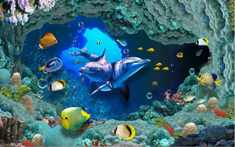 Пользовательские HD 3D полы Мирового океана обои самоклеющиеся 3d плитки для пола китайский стиль обои 3d пол