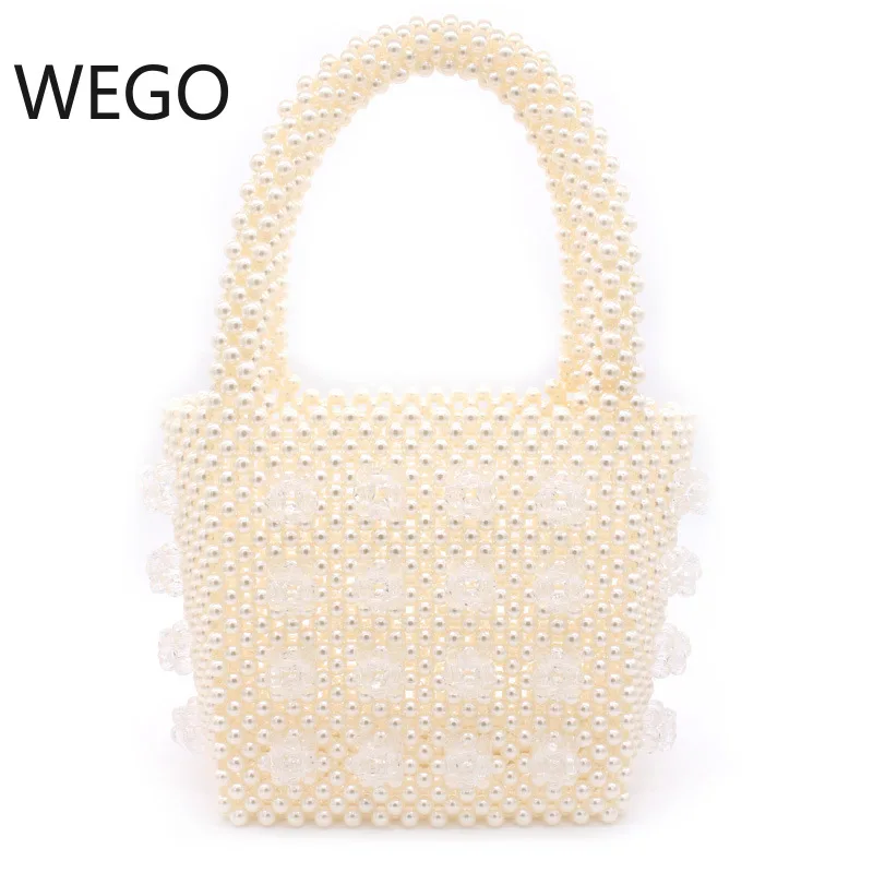 

handmade pearl crystal evening bag Creative woven pearl jewelry handbag female 31*16.5*10.5