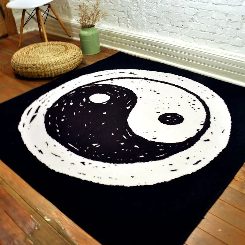 150X150CM Tai Chi Black/White Carpets For Living Room Square Woven Bedroom Rugs And Carpets