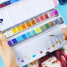 Rubens Твердые Водные краски 12/24 цвета перламутровые водные цвета конфеты цвет порошок студенческие Художественные товары для рукоделия