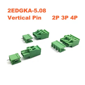 

50Sets Pitch 5.08mm 2P 3P 4P Screw Plug-in PCB Terminal Block 2EDGKA 2EDGV Straight Pin male/female Pluggable Connector 300V 15A