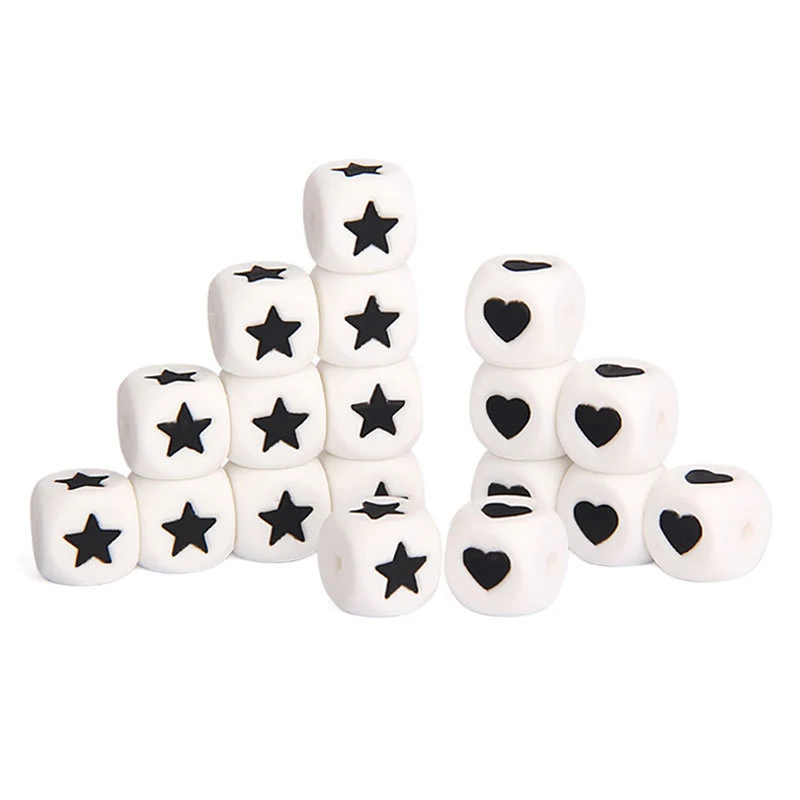 100pcs teether Silicone Beads Toy Russian Alphabet Bead 12MM English Letter Chewing Beads For Teething Necklace Pacifier Chain