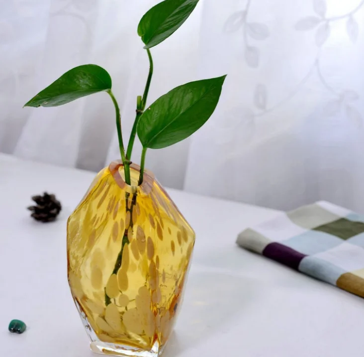 

Modern Geometric Glass Vase Office Decor Creative Hydroponic Bottle Home Decor Simple Vase Bar Restaurant Flower Inserter LFB981