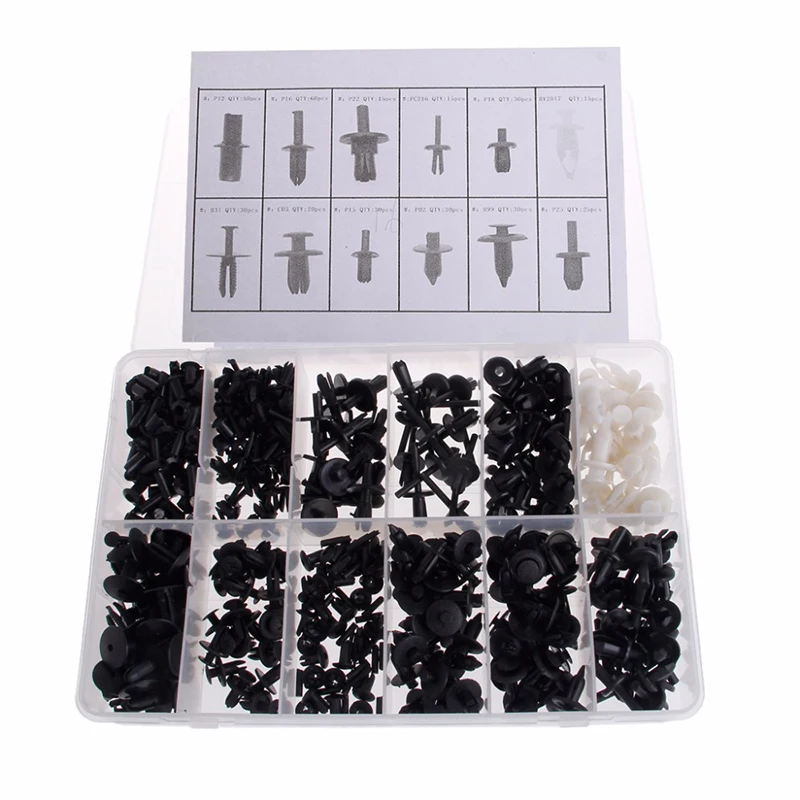 

350PCS Plastic 12 Different Size Auto Car Push Retainer Pin Rivet Trim Clip Kit Stuff Assortment Moulding Interior Accessories