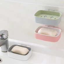 Настенное крепление, двойной слой, улыбающееся лицо, мыльница, коробка, держатель с сливом, аксессуары для ванной комнаты, полка для слива