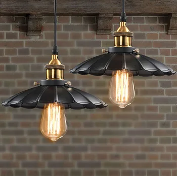 

1pc Edison Vintage Style American loft retro nostalgic cafe bar table lamp restaurant LED creative black umbrella chandelier