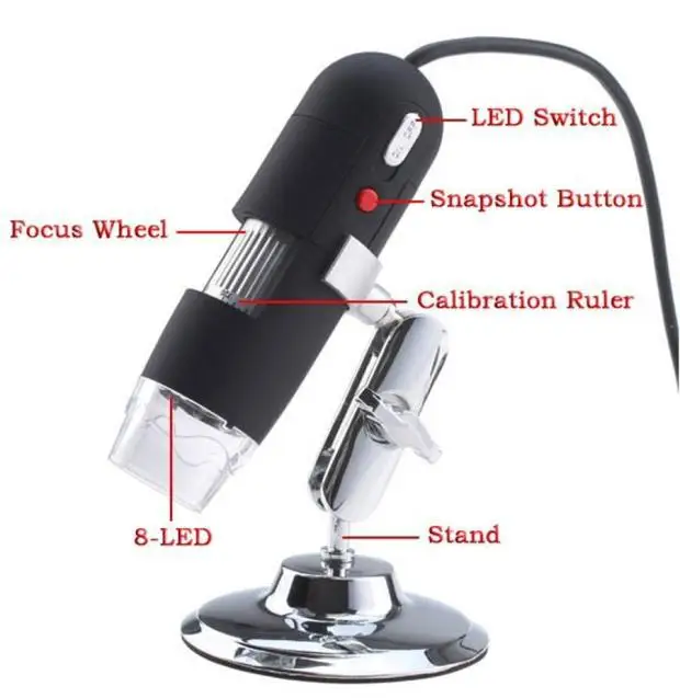 USB 8 светодиодный цифровой 50X-500X микроскоп 2 видеокамера MP увеличение эндоскопа стекло для промышленного тестирования(текстиль) измерения