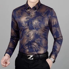 Для мужчин s рубашки с длинными рукавами Slim Fit рубашка принтом бизнес Банкетный платье человек рубашка для отдыха