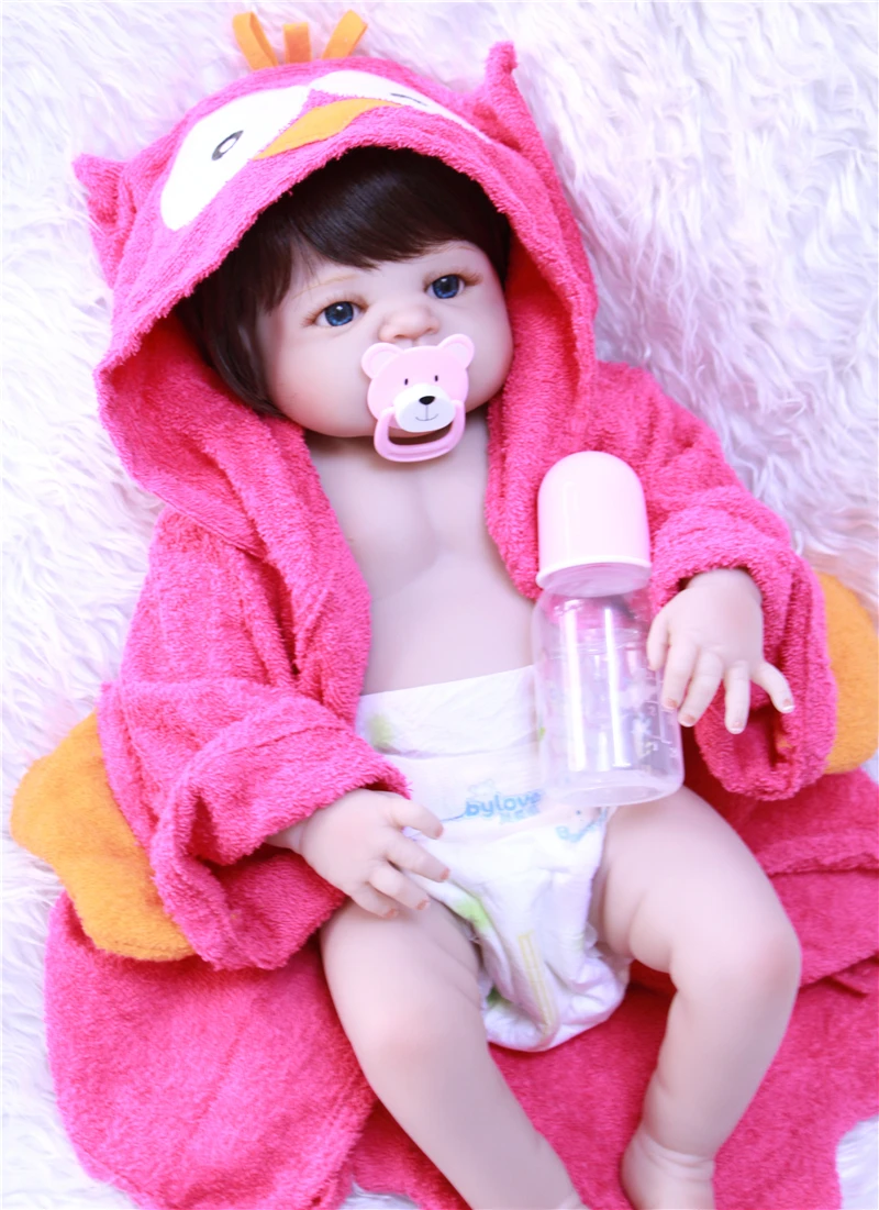 

22" Fashion brand handmade doll reborn full body silicone vinyl can enter water bath doll toys boy/girl toddlers kids gift toys