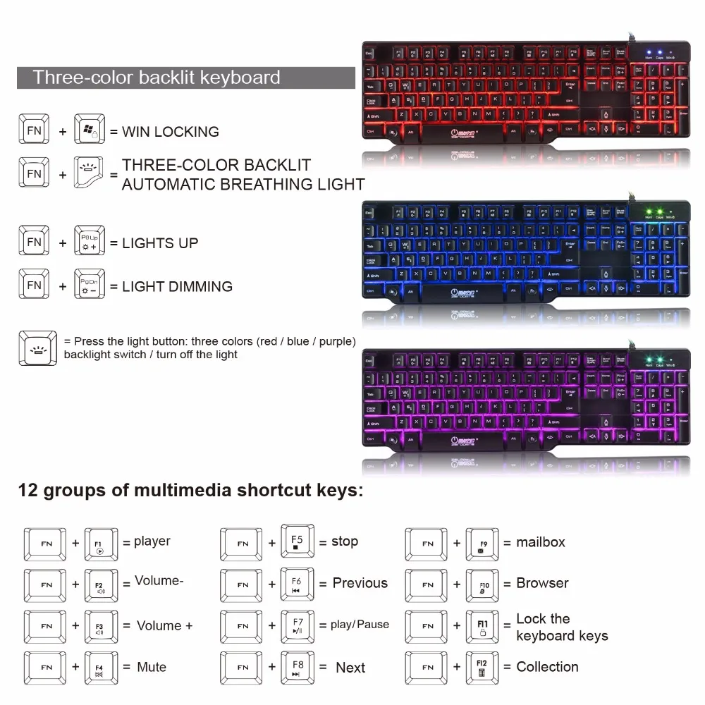 Mechanical Keyboard Gaming Wired Backlit Keyboard LED Backlight Keycap For Gamer Computer Laptop (5)
